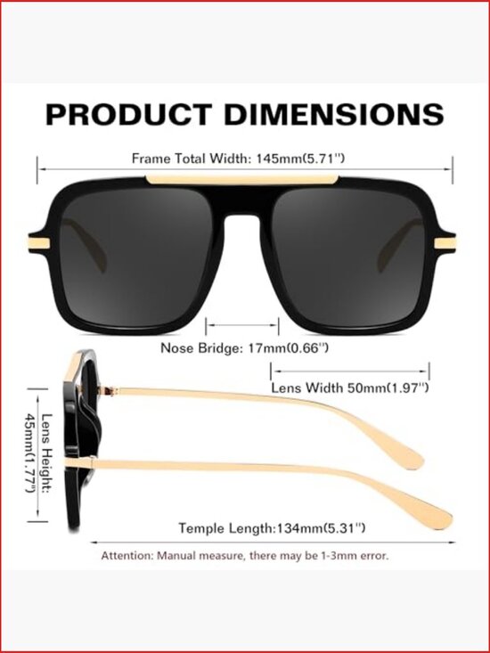 Retro Square Aviator Sunglasses with UV Protection main image 4